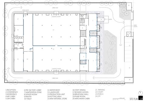 Gallery of Star Engineers, Administrative Building and Factory / Studio VDGA - 33 Factory Floor Plan, Modern Factory Architecture, Factory Architecture Design, Factory Building Design, Factory Plan, Warehouse Plan, Factory Layout, Administrative Building, Site Plan Design