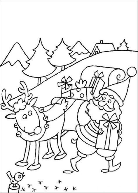 Santa and Reindeer Coloring Pages Christmas Colouring Pages, Hanging Christmas Stockings, Santa Coloring Pages, Free Christmas Coloring Pages, Christmas Tree Coloring Page, Printable Christmas Coloring Pages, Tree Coloring Page, Christmas Coloring, Mandala Coloring Pages