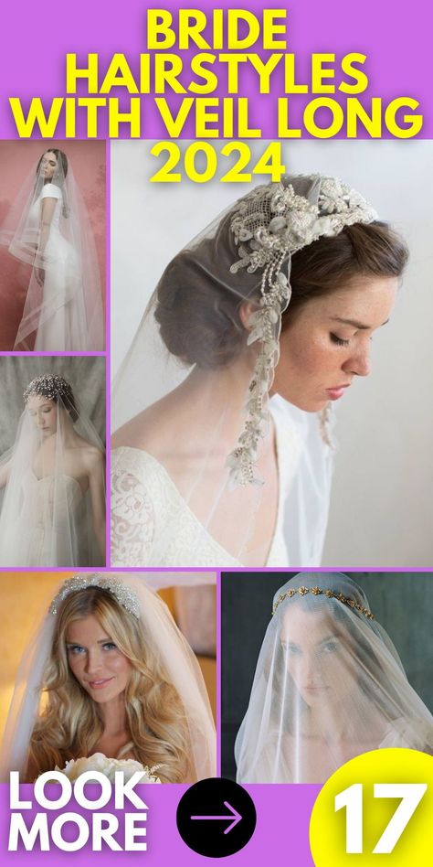 Veils hold a special place in bridal fashion, and our bride hairstyles with veil long 2024 collection caters to every veil preference. Choose from a plethora of curly or straight hair options and find the ideal hair wedding style to complement your unique vision for your momentous day Hair With Cathedral Veil, Bridal Hair With Long Veil, Bride Veil Hairstyles, Bride Hairstyles With Veil Long, Long Wedding Hair With Veil, Dark Hair Wedding, Wedding Hairstyles For Long Hair With Veil, Cathedral Veil Hairstyle, Updo Veil