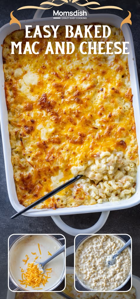 This baked mac and cheese is smothered in a rich, creamy sauce and crowned with a perfectly golden, bubbly cheese crust. Perfect as a Thanksgiving side dish or for any gathering or cozy evening meal, it’s guaranteed to have everyone’s mouth watering before the first bite! Best Baked Mac And Cheese Recipe, Easy Baked Mac And Cheese, Thanksgiving Mac And Cheese, Homemade Macaroni Cheese, Brown Cheese, Easy Mac N Cheese Recipe, Quick Meals To Make, Best Mac N Cheese Recipe, Baked Mac And Cheese Recipe