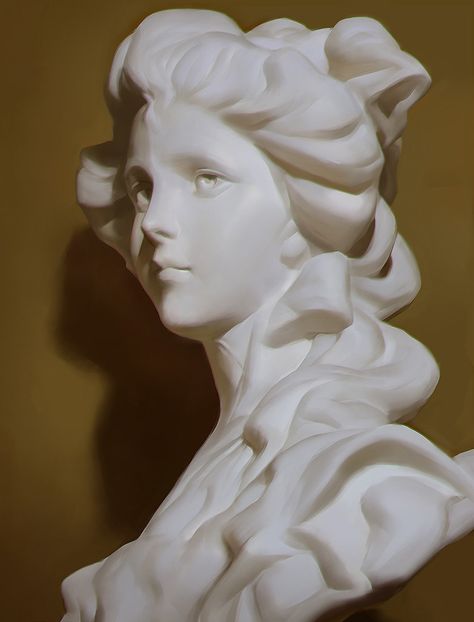 Head bust study, - LASSO - on ArtStation at https://www.artstation.com/artwork/gebEm Statue Reference Photos, Statue Drawing Reference, Statue Reference, Bust Drawing, Head Bust, Classic Sculpture, Greek Sculpture, Arte Inspo, Wow Art