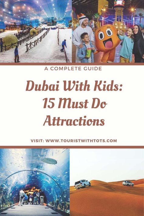 Looking for a travel destination that can offer you a complete family holiday experience? Think no more and book your tickets to Dubai.  This your complete guide to Dubai with kids.  Read for the 15 must do attractions. Things To Do In Dubai With Kids, Dubai With Kids, Dubai Places To Visit, Dubai Tourist Attractions, Packing List Kids, Dubai Map, Dubai Guide, Outdoor Baby Photography, Dubai Things To Do