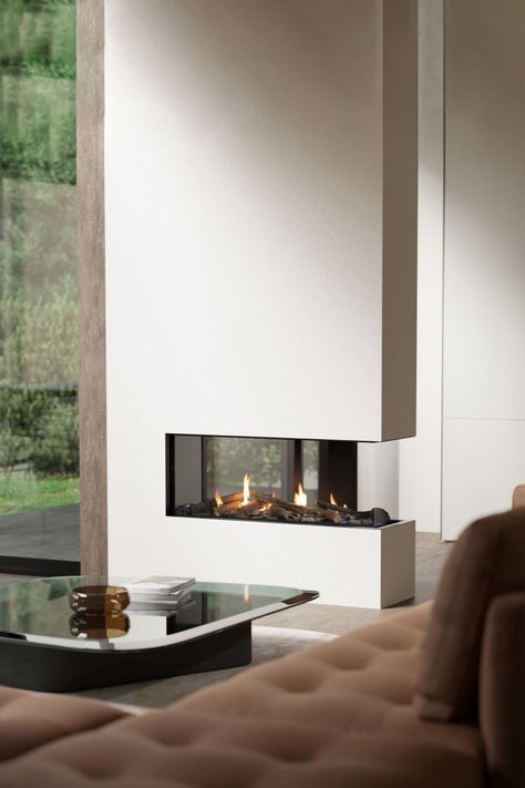 With three sides of glass and a sleek frameless style, the Escea DN1150 Peninsula Gas Fireplace offers a truly immersive flame experience. Use its contemporary shape to visually connect different zones within an open plan room, or create a cosy corner off to one side. Gas Fireplace Rectangular, See Thru Modern Gas Fireplace, Ethanol Fireplace Table, 3 Sided Linear Gas Fireplace 90 Inch, Linear Ethanol Fireplace, Indoor Gas Fireplace, Fireplace Gas, Gas Fireplaces, Coastal House