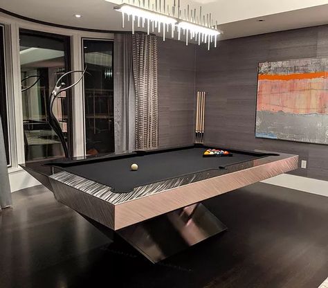 Mitchell Pool Tables | USA | Ultra Modern Cantilever Pool Table Modern Billiard Room, Luxury Billiard Room, Mid Century Modern Pool, Luxury Game Room, Pool Table Felt, Contemporary Pool, Custom Pool Tables, Modern Pool Table, Snooker Room