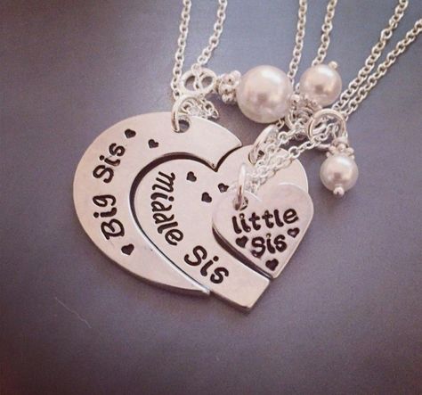 Sister Necklace Set, Mom Daughter Jewelry, Sister Necklaces, Heartbeat Necklace, Bff Jewelry, Three Necklaces, Sister Jewelry, Bff Necklaces, Sister Necklace