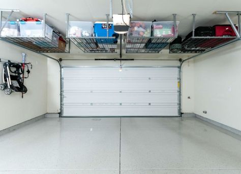 An organized garage is every homeowner’s dream, but it’s so hard to achieve! Check out these creative ways to keep clutter at bay by organizing everything from sports equipment to tools. Rinnovo Garage, Garage Ceiling Storage, Garage Organisation, Overhead Garage Storage, Overhead Garage, Garage Storage Solutions, Garage Remodel, Ceiling Storage, Diy Garage Storage