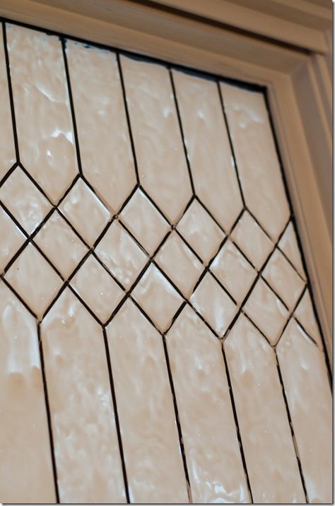 Faux Leaded Glass Window, Wooden Valance, Glass Transom, Window Grill Design Modern, Transom Window, Diy Staining, Diy Window Treatments, Grill Door Design, Leaded Glass Windows