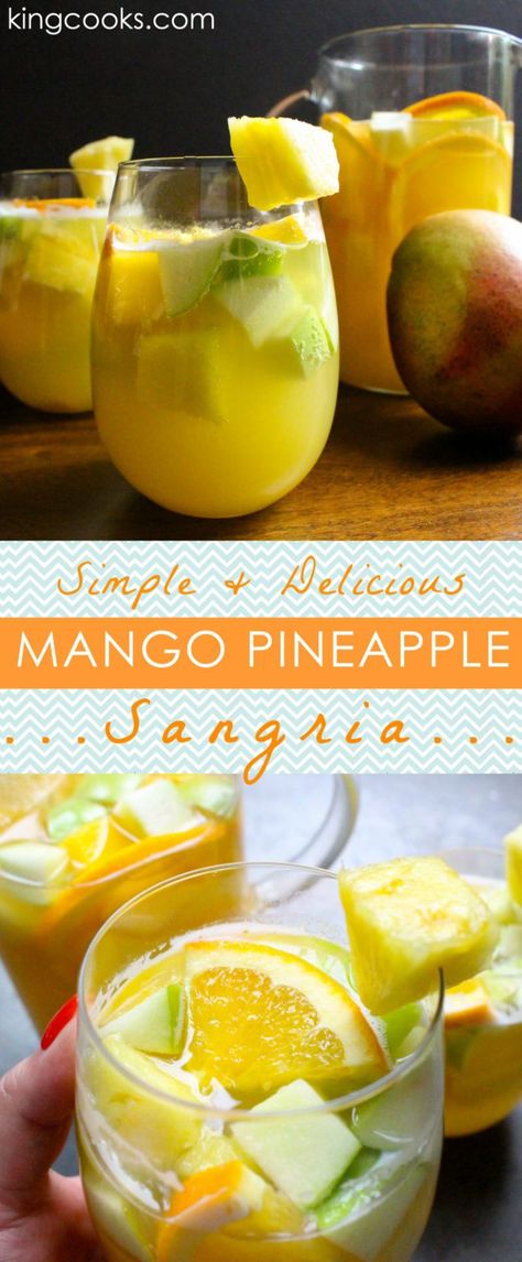 Who doesn't love sangria!? A simple white sangria that has fresh mango,green apple,orange slices & pineapple! A great alternative to the classic red wine sangria. Pineapple Sangria Recipes, Mango Sangria, Pineapple Sangria, Red Sangria Recipes, Easy Sangria Recipes, Coconut Flan, Berry Sangria, Red Wine Sangria, White Wine Sangria