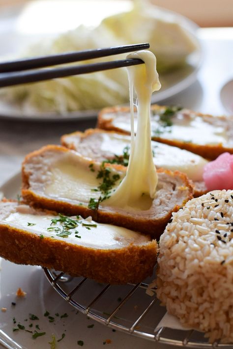 This cheese stuffed donkatsu (fried pork cutlet) recipe is one you will make over and over! Every bite is crunchy, savory, and so comforting. If you've never had donkatsu before, it's very similar to schnitzel. Pork Tonkatsu Recipe, Pork Cutlet Recipes, Pork Cutlet, Cutlets Recipes, Korean Cooking, Pork Cutlets, Japanese Dishes, Fried Pork, Kitchen Stories