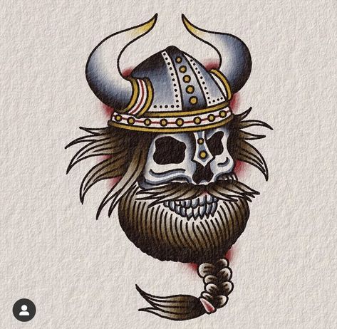 Old School Viking Tattoo, Traditional Viking Tattoos, Fake Skin Tattoo, Traditional Tattoo Drawings, Vikings Tattoo, Viking Skull, Skeleton Tattoos, Norse Tattoo, Flash Tattoo Designs