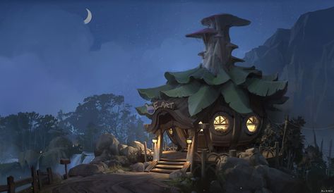 Witch Hut, Environment Painting, Storybook Homes, Environment Props, Building Concept, My Fantasy World, Creative Drawing Prompts, Fantasy House, Fantasy City