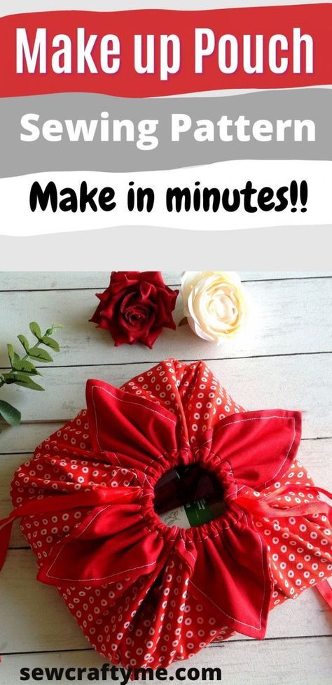 Learn how to sew a flower drawstring pouch in minutes with this easy sewing project. This DIY drawstring make up pouch tutorial has just a few stitches and can be done even by a beginner seamstress. They can be great for organizing your make up supplies and can be great as handmade gifts too. Make Up Supplies, Diy Sewing Gifts, Make Up Pouch, Crochet Classes, Scrap Fabric Crafts, Pouch Sewing, Sewing Machine Projects, Pouch Tutorial, Baby Sewing Patterns