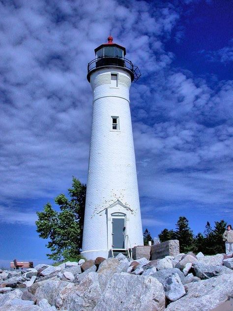 Michigan Lighthouses Pictures, Lighthouses Of Michigan, Crisp Point Lighthouse, Lake Michigan Lighthouses, Lake Lighthouse, Famous Lighthouses, Long Island Lighthouses, Lighthouses Photography, Tourlitis Lighthouse