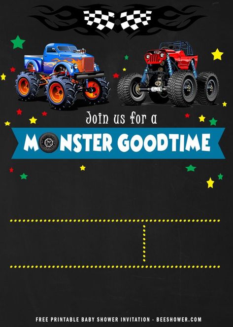 FREE Printable Monster Truck Invitation Templates – UPDATED! | | FREE PRINTABLE Birthday Invitation Templates Monster Truck Invitations Free, Monster Truck Invitations, Truck Party Invitations, Monster Jam Birthday Party, Monster Truck Birthday Party, Monster Jam Birthday, Monster Birthday Invitations, Free Printable Baby Shower Invitations, Truck Birthday Party