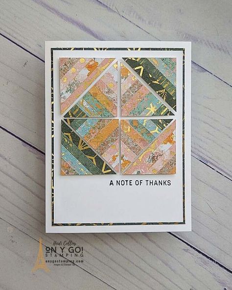 Cards Using Scraps Of Dsp, Stampin Up Quilt Cards, Quilt Cards Handmade, Stampin Up Texture Chic, Season Of Chic, Quilted Cards, Pattern Cards, Cardmaking Tutorials, Quilt Cards