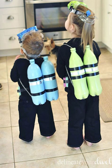 Homemade Halloween Costumes For Kids, Diver Costume, Easy Homemade Halloween Costumes, Diy Fantasia, Recycled Costumes, Halloween Costumes Easy, Boys Diy, Fairy Halloween Costumes, Easy Diy Costumes