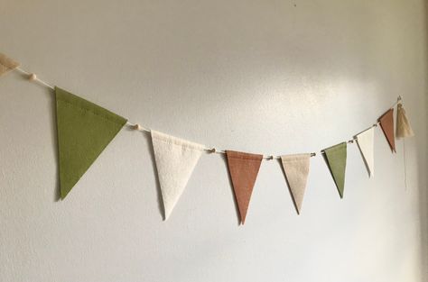 Bedroom Bunting, Neutral Baby Decor, Boho Bunting, Felt Bunting, Bunting Flag, Bunting Flags, Cotton String, Rustic Boho, Natural Cream