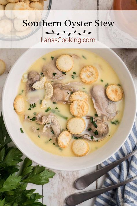 Oyster Stew Dairy Free Oyster Stew, Crock Pot Oyster Stew, Best Oyster Stew, Oyster Soup With Canned Oysters, Oyster Chowder Recipes, Easy Oyster Stew Recipes, Oyster Stew With Potatoes, Canned Oysters Recipes, Oyster Stew With Fresh Oysters