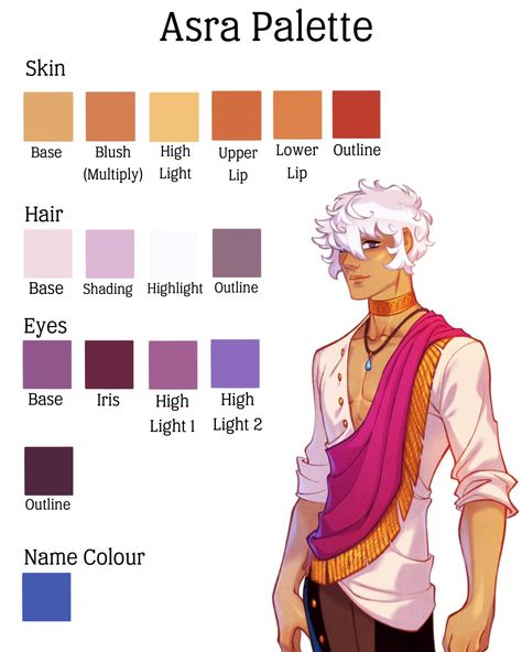 lynmay-arcana — To celebrate 300 followers over on Instagram I... Arcana Art Style, Asra Alnazar, Skin Palette, Arcana Art, Julian Devorak, The Arcana Game, Arcana Game, Skin Color Palette, The Arcana