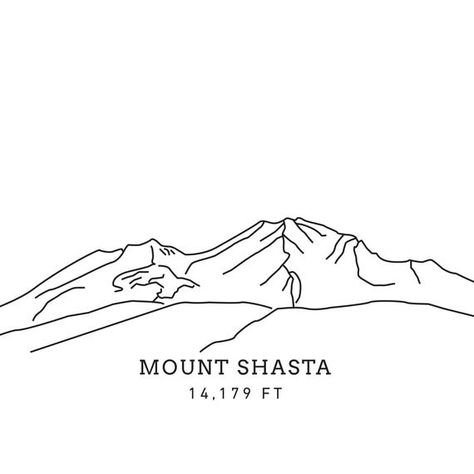 Mt Shasta Tattoo, California Outline, Mount Shasta California, Shasta California, Outline Tattoo, Mt Shasta, Mount Shasta, Outline Designs, Minimalist Artwork