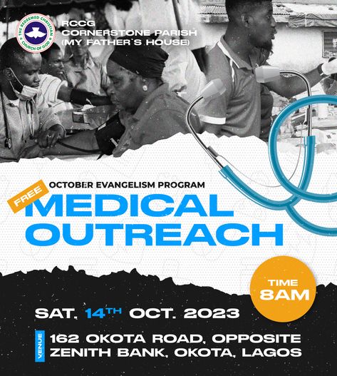 Medical outreach, Flyer, Poster, Flex Banner, church program, design, graphics design Outreach Program Poster, Outreach Flyer Design, Church Outreach, Flex Banner, Basic Life Support, Church Poster Design, Church Poster, Flyer Poster, Event Poster