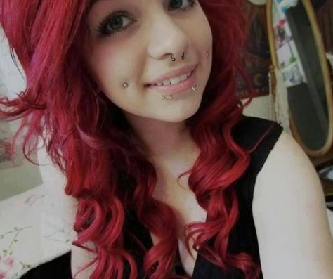 #red hair #piercings Lip Piercing Stud, Lower Lip Piercing, Spiderbite Piercings, Labret Vertical, Girls With Dimples, Piercing Face, Dimple Piercing, Cheek Piercings, Spider Bite Piercing