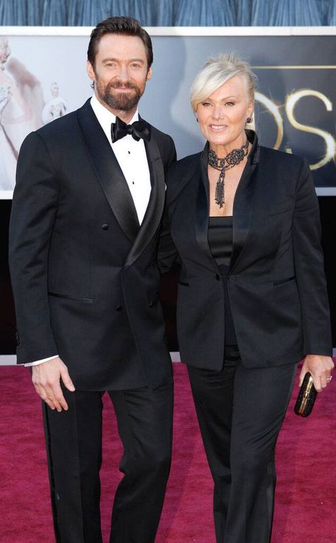 Hugh Jackman & Deborah-Lee Furness from 2013 Oscars: Arrivals  The Les Mis star and his wife hit the red carpet. Hugh Jackman Wife, Tom Ford Tuxedo, May December Romance, May December, Oscar Awards, Most Stylish Men, Oscar Award, Day Lewis, Hollywood Couples