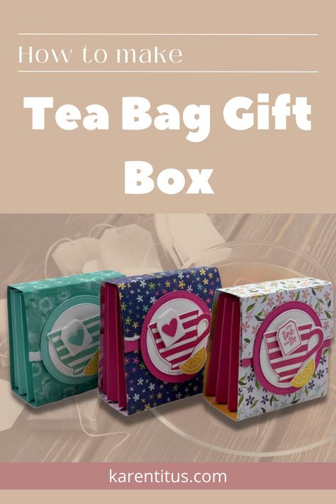 Sharing with you this super easy to make DIY gift box that can hold a few tea bags. Visit the blog post for the instructions. DIY Gift Box // DIY cards // Card Ideas // Card Making // Handmade Cards // Card Design Tea Bag Gift, Tea Bag Gift Ideas, Tea Gift Box Ideas Diy, Tea Gift Box Ideas, Paper Tea Bag Holder Diy Free Pattern, Diy Tea Bag Organizer, Tea Box Diy, Stampin Up Tea Bag Favors, Paper Craft Tea Bag Holder