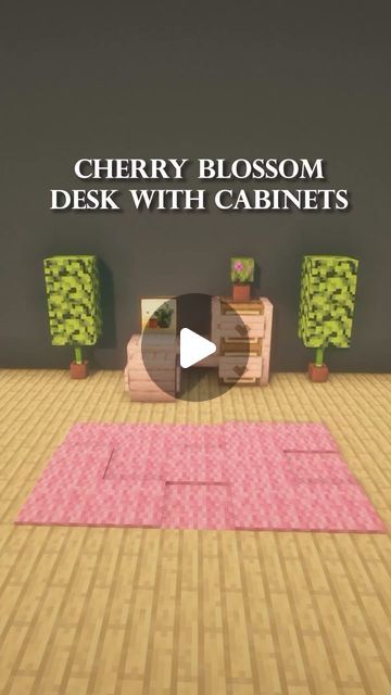 Arayzia on Instagram: "Minecraft Cherry Blossom Desk with Cabinets Tutorial  🌸Follow for more! 🌿Check out my other socials in my bio! 🦋 No Reposting _________________________________  #minecraft #minecraftjava #minecraftjavaedition #minecraftbedrock #minecraftpe #minecraftpocketedition #minecraftbuilds #minecraftbuild #minecraftbuilding #minecraftbuilder #minecraftarchitecture #minecraftideas #minecraftonly #minecraftdaily #minecraftcreations #minecraftpc #minecrafthouse #minecrafthouses #min Cute Minecraft Dog Bed, Minecraft Room Decor Ideas In Game, Cherry Furniture Minecraft, Things To Put In Your Minecraft House, Cherry Blossom Kitchen Minecraft, Cherry Blossom Room Minecraft, Minecraft Cabinet, Cherry Blossom Houses Minecraft, Minecraft Desk Ideas