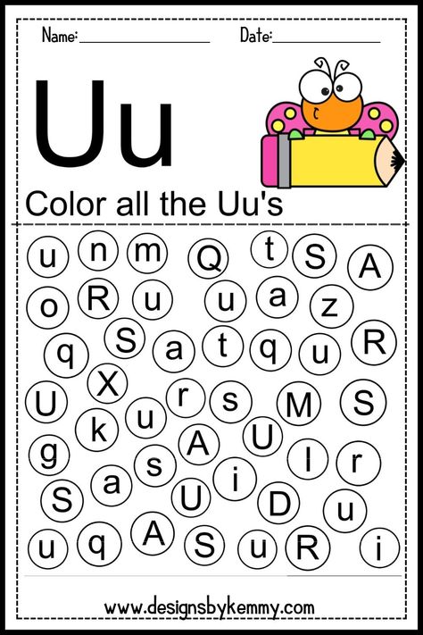 Download and print these FREE letter find printable worksheets for kids in preschool and kindergarten. Find all the letter U's in this worksheet and color them in. There are both lowercase and capital letter U's for kids to find and color. Alphabet worksheets preschool | alphabet learning activities | alphabet handwriting #printable #homeschool #alphabetactivities #preschool #freeprintables Alphabet Learning Activities, Kindergarten Start, Letter L Worksheets, Find And Color, Preschool Charts, Letter Worksheets For Preschool, Letter Flashcards, Alphabet Activity, Worksheets Kindergarten