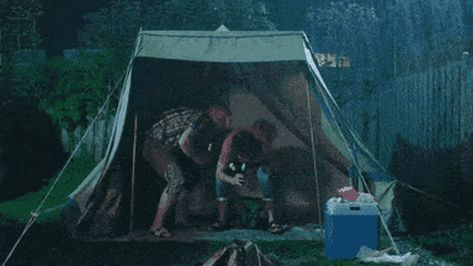 Camping Funny GIF - Camping Funny - Discover & Share GIFs Ultralight Hiking, Camping In The Rain, Camping Water, Kids Trampoline, Best Camping Gear, Hiking Tent, Above Ground Swimming Pools, Outdoor Climbing, Camping Humor