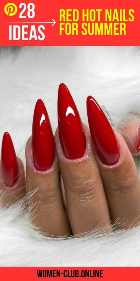 Red Summer Nails: Bright and Bold Designs for a Trendy 2023 Look Red Summer Nails, Red Nail Art, Her Nails, Red Nail Designs, Confident Style, Red Nail, Hot Nails, Red Design, Nail Designs Summer