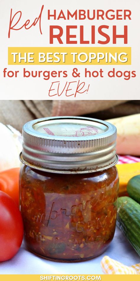 Canned Relish Recipes, Red Relish Recipe, Hamburger Relish Recipe, Relish Tray Ideas, Hamburger Relish, Hot Dog Relish Recipe, Homemade Relish, Hot Dog Relish, Copycat Food