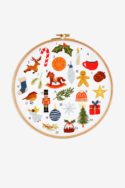 Embroidery Advent Calendar - DMC Advent Calendar Pattern, Embroidery Transfers, Embroidery Patterns Free, Cross Stitch Patterns Free, Dmc Floss, Knitting Kits, Free Cross Stitch, Christmas Cross, Free Embroidery