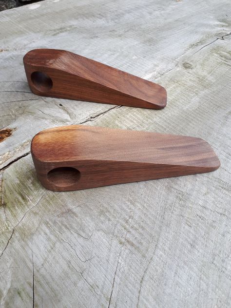 Diy Door Stopper, Door Stopper Diy, Wooden Door Stops, Door Wedge, Solid Oak Doors, Stylish Doors, Walnut Doors, Small Woodworking Projects, Door Open