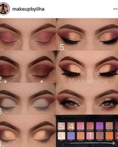 "Eyeshadow Make Up Look Noticeable Eyes & Attractive." Abh Palette Looks, Xv Makeup, Blush Tutorial, Beginner Makeup Tutorial, Smokey Eye Makeup Steps, Anastasia Makeup, Easy Eye Makeup Tutorial, Burgundy Eyeshadow, Step By Step Eyeshadow