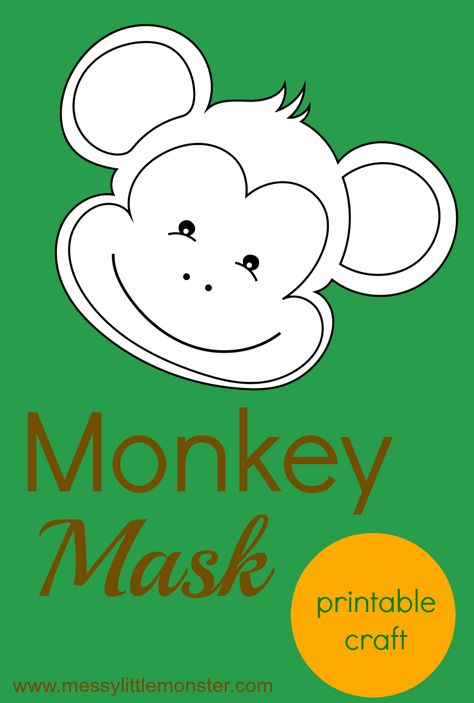 Make a monkey mask craft for kids using our free printable monkey template. Monkey Template, Paper Mask Template, Mask Craft, Rainforest Theme, Monkey Mask, Monkey Costumes, Monkey Crafts, Teaching Crafts, Monkey And Banana