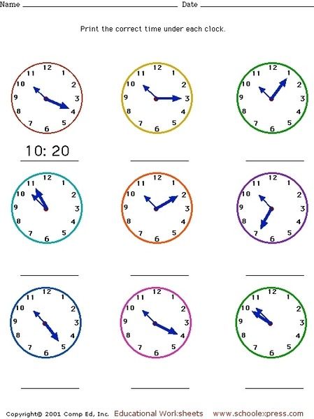 Learning To Tell Time, Easy Math Worksheets, Clock Worksheets, Mental Maths Worksheets, English Stories For Kids, Telling Time Worksheets, Math Charts, Mathematics Worksheets, French Language Lessons