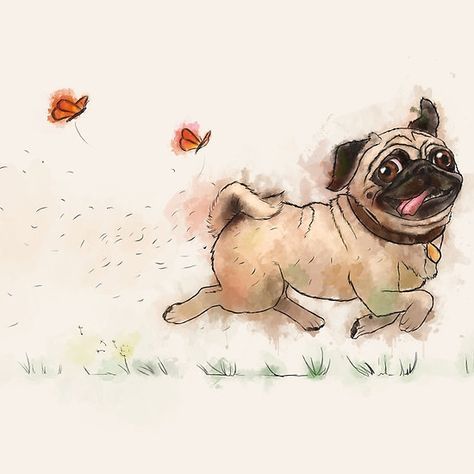 The Furminator pug watercolor like art Tatoo Dog, Anjing Pug, Pug Tattoo, Pugs And Kisses, Pug Art, A Pug, Like Art, Pug Puppies, Cute Pugs