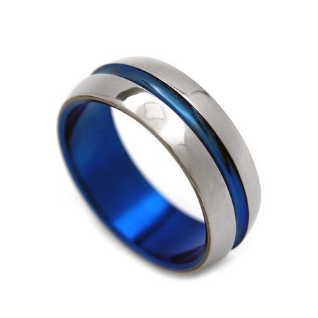 Blue Signature Ring (Size 5.5) Signature Ring, Commitment Rings, Signature Rings, Titanium Wedding Rings, Titanium Wedding Band, Custom Wedding Rings, Titanium Jewelry, Rose Engagement Ring, Titanium Rings