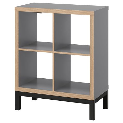 KALLAX Shelving unit with underframe, gray wood effect/black, 303/8x37" The KALLAX series adapts to taste, space, needs and budget. Smooth surfaces and rounded corners give a feel of quality and the underframe creates an airy look. Personalize with inserts and boxes. Kallax Unit, Square Shelves, Ikea Kallax Shelving, Kallax Shelving, Kallax Shelf Unit, Kallax Shelving Unit, Office Organizing, Square Shelf, Cube Storage Unit