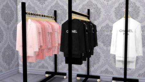 Desire's CC Finds - platinumluxesims: DESIGNER FASHION RACK VOL.2 -... Sims 4 Cc Fashion Designer Clutter, Sims 4 Hanging Clothes Cc, Cc Furniture, Sims 4 Clutter, Sims 4 Cc Furniture, Clothes Rail, Sims 4 Clothing, Cc Finds, Sims 4 Cc