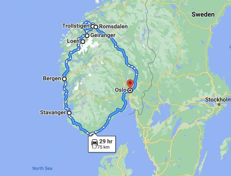 A Stunning South Norway Road Trip in 10 Days - Roadtrip EuroGuide Norway Roadtrip, Scandinavian Travel, Norway Map, Norway Trip, Road Trip Map, Road Trip Europe, Road Trip Routes, Road Trip Destinations, Norway Travel