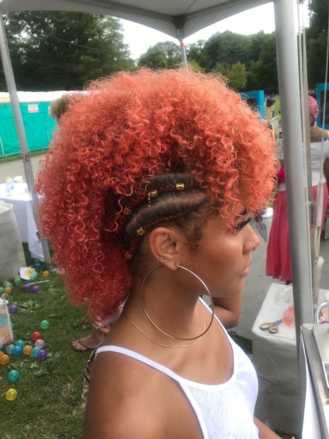 Braided Curly Mohawk, Curly Braided Mohawk Hairstyles, Curly Mohawk Hairstyles For Women, Mohawk Curly Hair, Braid Mohawk, Afro Mohawk, Braided Mohawk For Black Women, Mohawk Braids, Braided Mohawk