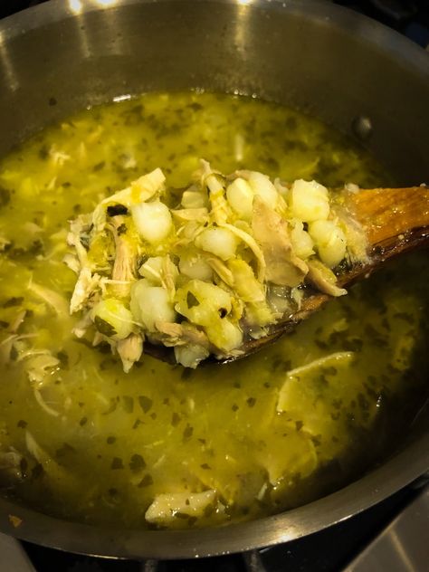 Pasole Recipe Chicken Verde, Green Posole Recipe Chicken, Posole Verde Chicken, Green Chili Chicken Posole, Green Pozole Recipe Chicken, Green Chicken Posole Recipe, Chicken Pasole, Green Posole Recipe, Green Chicken Pozole