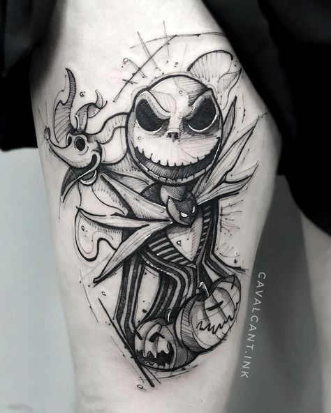 Jack Skellington Zero Tattoo, Jack Skellington And Zero Tattoo, Jack Skellington Tattoo Stencil, Jack And Zero Tattoo, Disney Cars Tattoo Ideas, Jack Skeleton Tattoo, Zero Tattoo, Jack And Zero, Jack Skellington And Zero