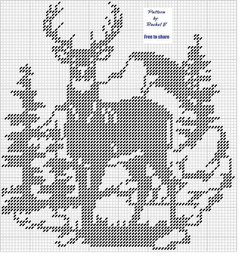 Deer Cross Stitch, Crochet Curtain Pattern, Deer Crossing, Modele Pixel Art, Crochet Deer, Filet Crochet Charts, Deer Pattern, Pola Kristik, Plastic Canvas Patterns Free