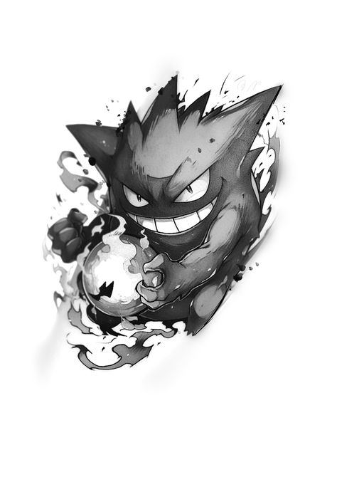 Psyren Manga Art, Pokemon Tattoo Lucario, Lucario Tattoo, Gengar Sketch, Gengar Tattoo Design, Pokemon Black And White Tattoo, Pokemon Tattoo Ideas Black And White, Pokemon Tattoo Black And White, Snorlax Tattoo