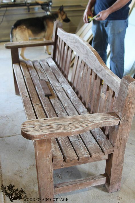 Bench Makeover, Outside Benches, Cedar Bench, Wood Bench Outdoor, Old Benches, Wooden Garden Benches, House Farm, Rough Wood, Patio Bench