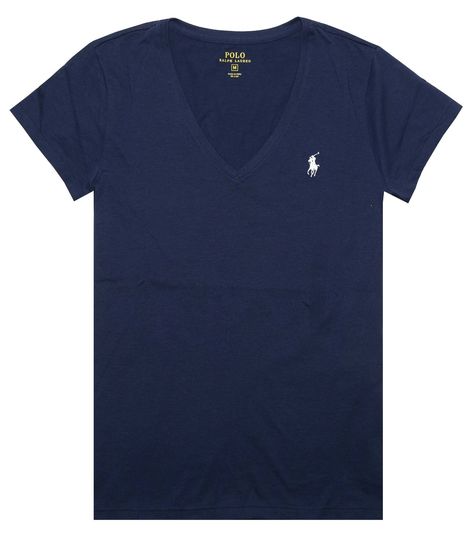 Polo Ralph Lauren Women's Pony Logo V-Neck Tee at Amazon Women’s Clothing store: Ralph Lauren Shirt Outfit, Polo Shirt Outfit Women's, Single Clothes, Navy Blue Polo Shirt, Ralph Lauren Tshirt, Soft Navy Blue, Polo Shirt Outfits, Preppy Gifts, Blue Polo Shirt